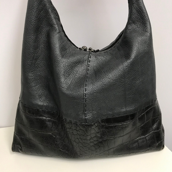 ❤️SOLD❤️ Henry Beguelin Charcoal Leather Hobo Bag - Picture 3 of 8